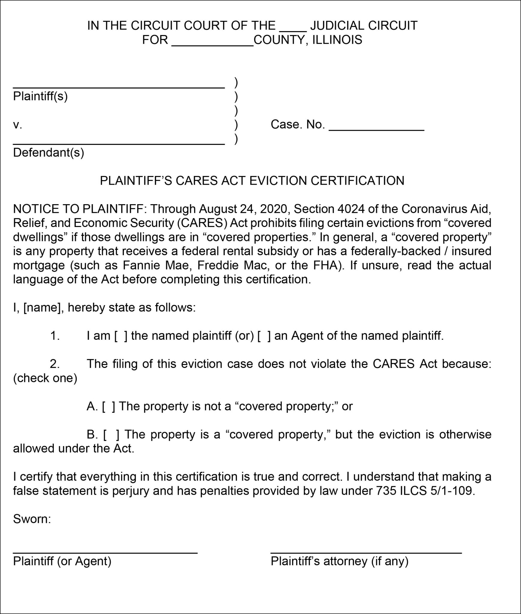 Illinois Supreme Ct Amends Eviction Procedures CARES Act